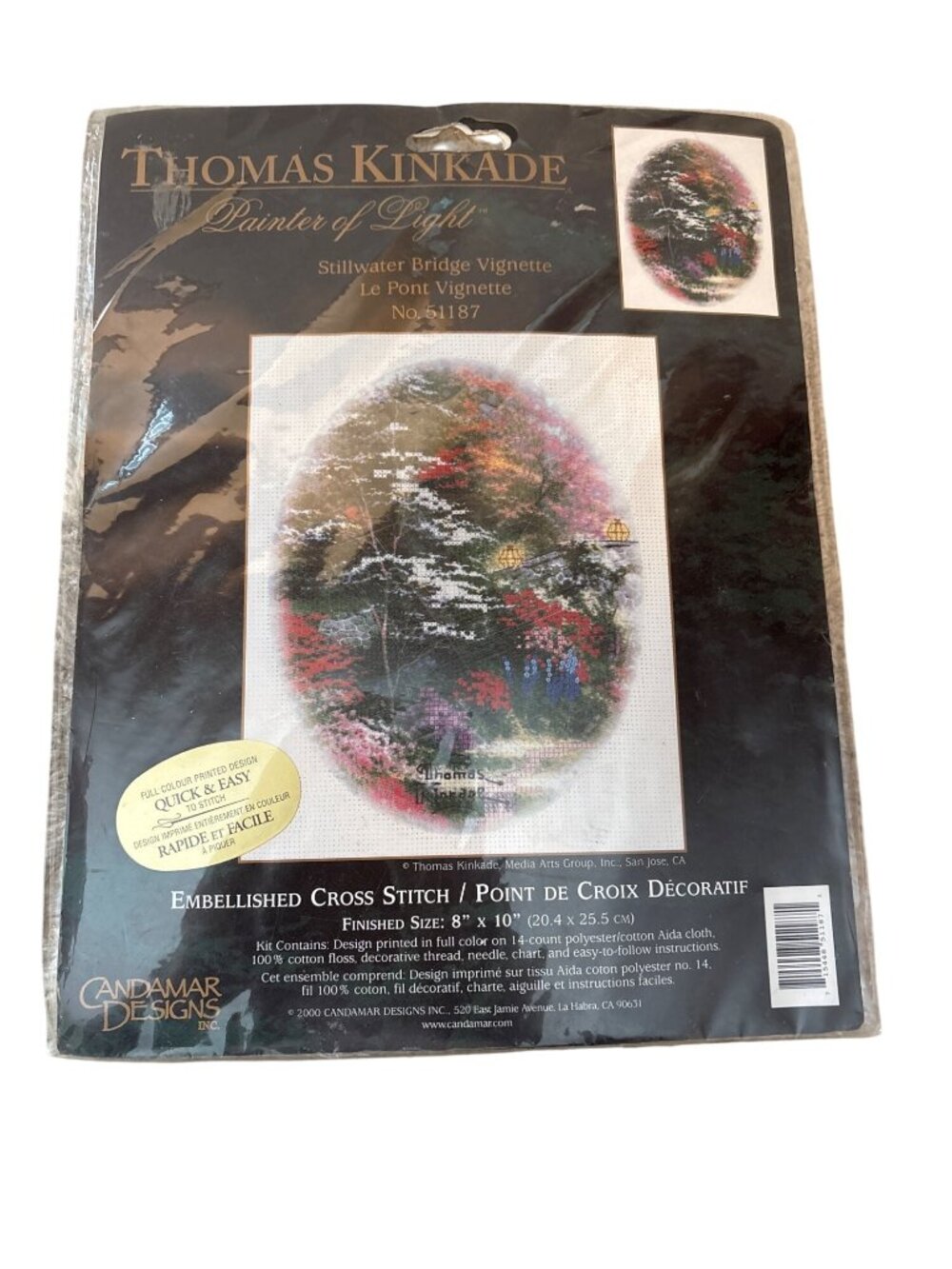 Cross Stitch Kit Thomas Kinkade Stillwater Bridge 8" X 10" Candamar Designs New